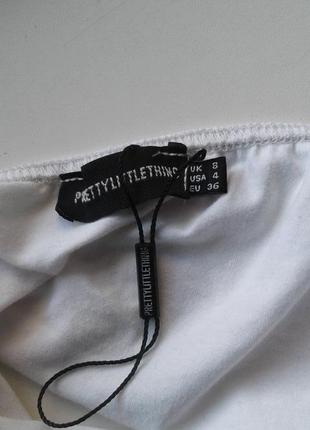 Бавовняний білий топ із рукавами з бретелями навколо шиї prettylittlething6 фото