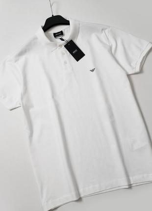 Брендова біла чоловіча футболка поло emporio armani оригінал