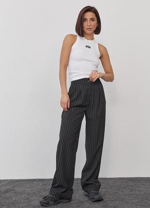 Женские брюки в полоску - черный цвет, l (есть размеры)7 фото