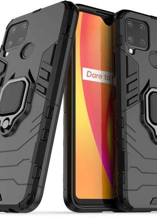 Чехол fiji ring для realme c25s (rmx3195 / rmx3197) бронированный бампер с кольцом подставкой черный