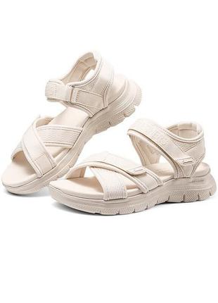 Женские сандалии skechers / оригинальные сандалии бежевого цвета