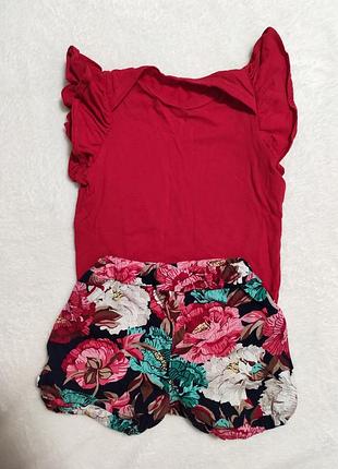 Комплект, костюм, боди и шорты для девочки 12-18 месяцев, 80-86 см