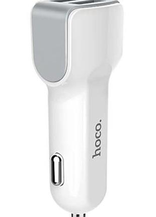 Автомобильное зарядное от прикуривателя hoco z23 2 usb 2.4a white (7087)