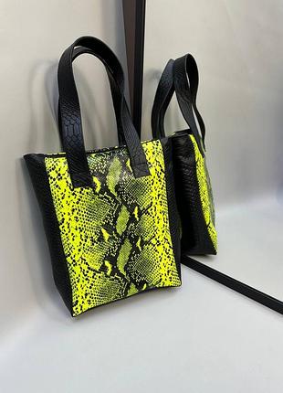 Оригинальная сумка рептилия шоппер кожа