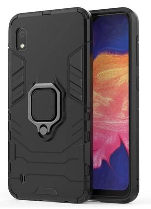 Чехол fiji ring для samsung galaxy a10 2019 (a105) бронированный бампер с кольцом подставкой черный