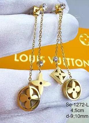 Серьги с лого из медицинского золота stainless steel, xuping лимонная позолота