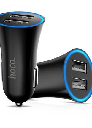 Автомобільний зарядний пристрій від прикурювача hoco uc204 2 usb 2,4a чорний