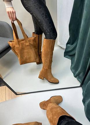 Замшева сумка шопер руда терракотова