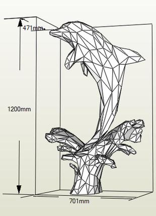 Paperkhan конструктор з картону 3d фігура дельфін риба кит паперкрафт papercraft подарунковий набір для творчості іграшка сувенір4 фото