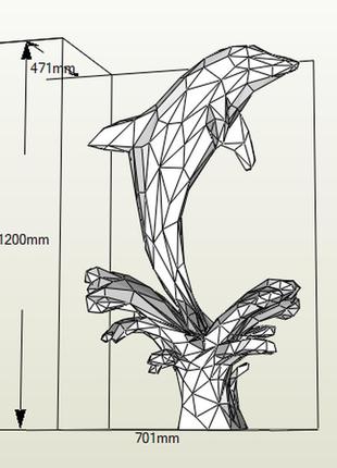 Paperkhan конструктор з картону 3d фігура дельфін риба кит паперкрафт papercraft подарунковий набір для творчості іграшка сувенір5 фото