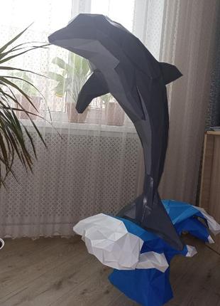 Paperkhan конструктор з картону 3d фігура дельфін риба кит паперкрафт papercraft подарунковий набір для творчості іграшка сувенір1 фото