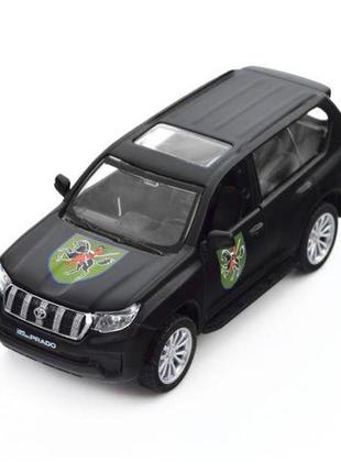 Машинка металева із серії "шеврони героїв" - toyota land cruiser prado - "110 омбр" метал чорний