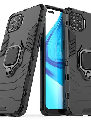 Чехол fiji ring для oppo reno 4 lite бронированный бампер с кольцом черный