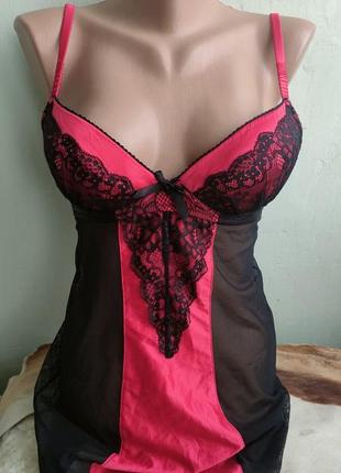 Сексуальний чорно - червоний пеньюар ann summers, зі з'ємним push-up (пуш ап) 12 р