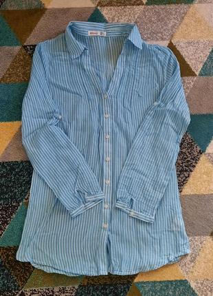 Натуральна легка сорочка, блузка в полоску, смужку на гудзики