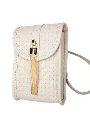 Сумочка женская кожаная, слоновая кость венетто 1688