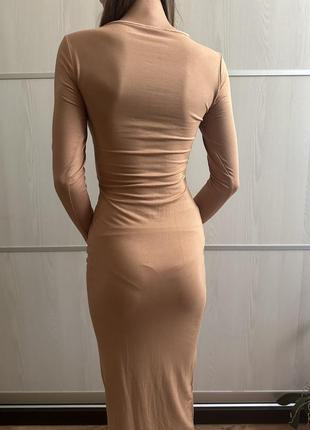 Сукня міді missguided з довгим рукавом з шнурівкою на декольте s облягаюча