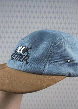 Пятипанелька кепка sneeer бейсболка спортивна чоловіча look better синя шкіряна