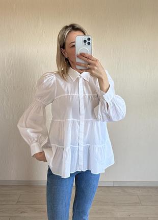Шикарная рубашка блуза zara, белоснежная рубашка zara