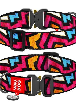Ошейник для собак нейлоновый waudog nylon с qr паспортом, рисунок "граффити", металлическая пряжка-фастекс, xxl, ш 35 мм, дл 46-70