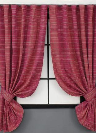 Комплект коротких штор (2 шт. 140х170см) вовна. колір червоний