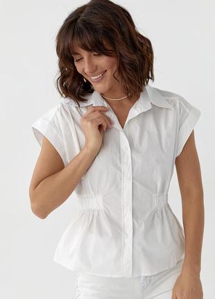 Жіноча сорочка з гумкою на талії — молочний колір, l (є розміри)5 фото