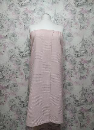 Набір банний вафельний жіночий кілт - сарафан р. 46 - 52 та рушник банний 70*140 см рожевий в сауну 03060-13 фото
