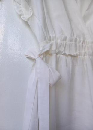 Біла лляна міні сукня від zara з бантиками та декоративними рукавами