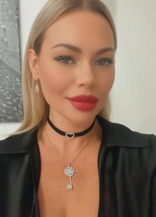 Чокер на шию кольє чорний стильний модний новий трендовий 🖤 з кулоном8 фото
