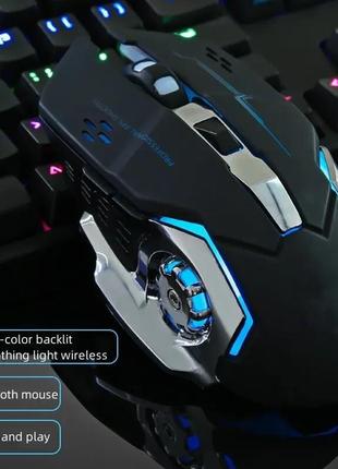 Беспроводная игровая мышь bluetooth, бесшумная c киберспортивной подсветой, перезаряжаемая от type c