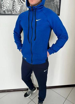 Мужской весенний спортивный костюм в стиле nike dri-fit найк s-xl синий кофта штаны1 фото