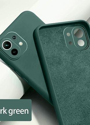 Силиконовый чехол для xiaomi mi 11 lite темно-зеленый микрофибра soft touch