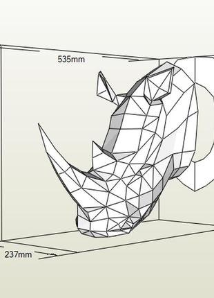Paperkhan конструктор з картону 3d фігура носорог паперкрафт papercraft подарунковий набір для творчості іграшка сувенір3 фото