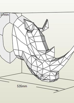 Paperkhan конструктор з картону 3d фігура носорог паперкрафт papercraft подарунковий набір для творчості іграшка сувенір8 фото