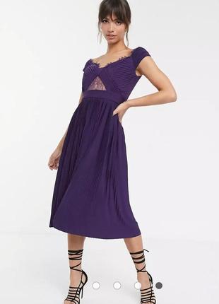 Шикарне плаття преміумкласу з мереживом і плісе asos design етикетка