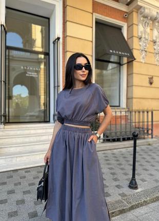 Костюм льон блуза і спідниця