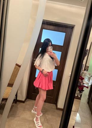 Розовая юбка-шорты