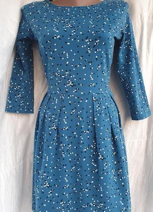 Платье трикотажное красивое в горошек с рукавчиком повседневная удобное