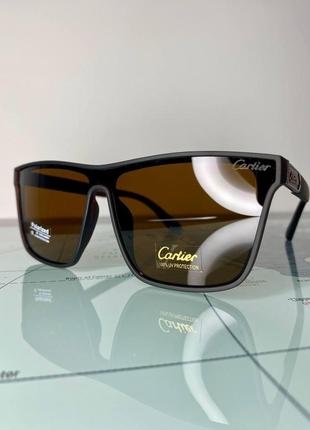 Мужские солнцезащитные очки маска cartier коричневые polarized картье стильные брендовые поляризованные1 фото