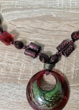 Бусы эпоксидная смола с кулоном 62 см2 фото