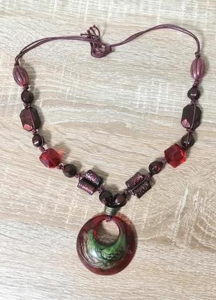 Бусы эпоксидная смола с кулоном 62 см