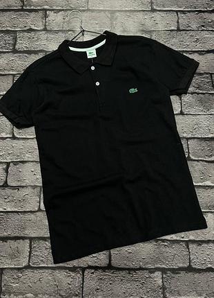 Мужская футболка поло lacoste лакостая черная