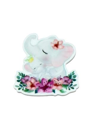 Серединка для бантів, мама зі слоненятком, пластик, висота 38-40 мм, арт 08158, 1 шт, різнокольоровий