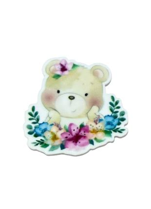 Серединка для бантів мішутка, пластик, висота 38-40 мм, арт 08149, 1 шт, різнокольоровий