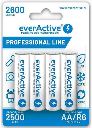 4* аккумулятор aa/r6 1.2v ni-mh "everactive 2600 mаh" готовы к использованию – 4 шт. (blister)