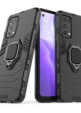 Чохол fiji ring для oppo reno5 5g (cph2145) броньований бампер з кільцем підставкою чорний