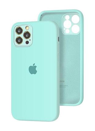 Чехол fiji silicone case full camera для apple iphone 13 pro max бампер накладка с защитой камеры aquamarine