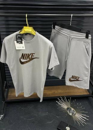 Брендовий чоловічий комплект / якісний комплект nike в сірому кольорі на літо
