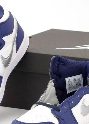 Женские кроссовки nike air jordan 1 mid blue white 36-37-386 фото