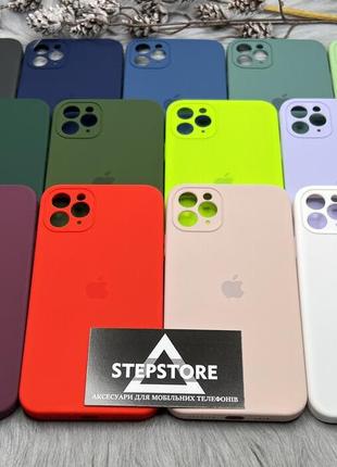 Чехол квадратный silicone case для iphone 11 pro max 6.5 full camera с микрофиброй закрытым низом камерой 2
